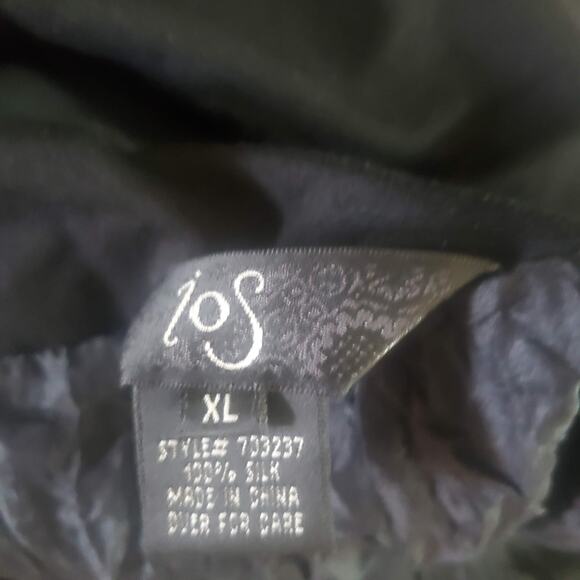 IOS (travelsmith) Size XL Wide Band 100% Silk Wide Leg Crinkle Crop Pants Office - Picture 5 of 10